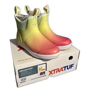 XTRATUF Women’s Ankle Deck Boots Yellow Aurora W9 Waterproof Slip-Resistant NIB